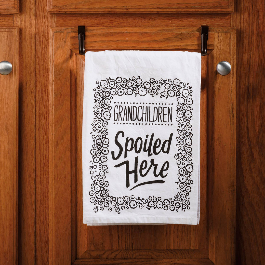 Grandchildren Spoiled Here Kitchen Towel - Premium ktichen towel from Primitives by Kathy - Just $8.95! Shop now at Pat's Monograms