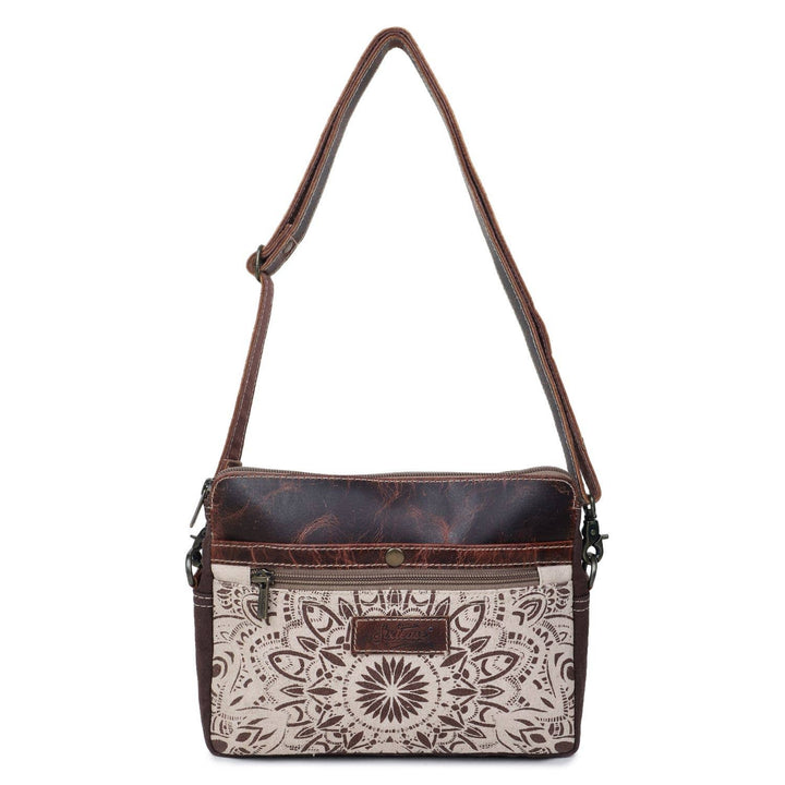 Canvas & Leather Women Crossbody Bag - Linen/Rose Ebony - Premium crossbody from Sixtease Bags USA - Just $33! Shop now at Pat's Monograms