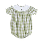 Sage Green Gingham Pumpkin Smocked Romper - Premium  from Lil Cactus - Just $36! Shop now at Pat's Monograms