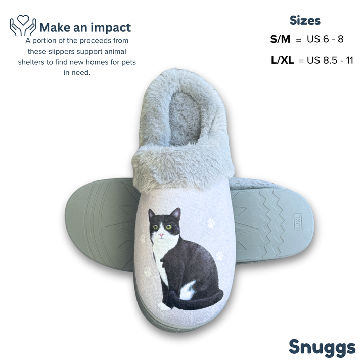 Black & White Cat Snuggs Slipper - Premium Slippers from E&S Pets - Just $24.95! Shop now at Pat's Monograms