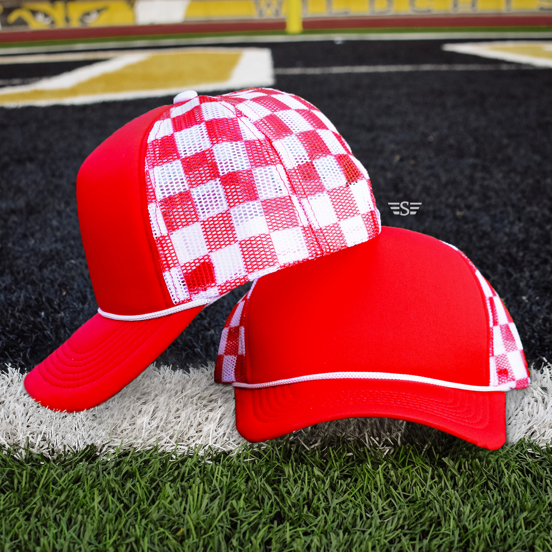 Checkered Mesh Back Foam Trucker Cap - Premium Trucker Cap from Flying S Company - Just $16.99! Shop now at Pat's Monograms