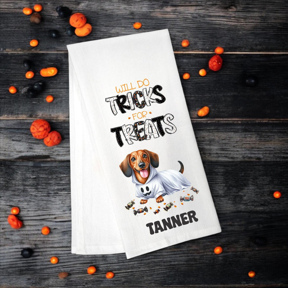 Dachshund - Will Do Tricks for Treats Tea Towel - Premium Kitchen Towel from Pat's Monograms - Just $14.95! Shop now at Pat's Monograms