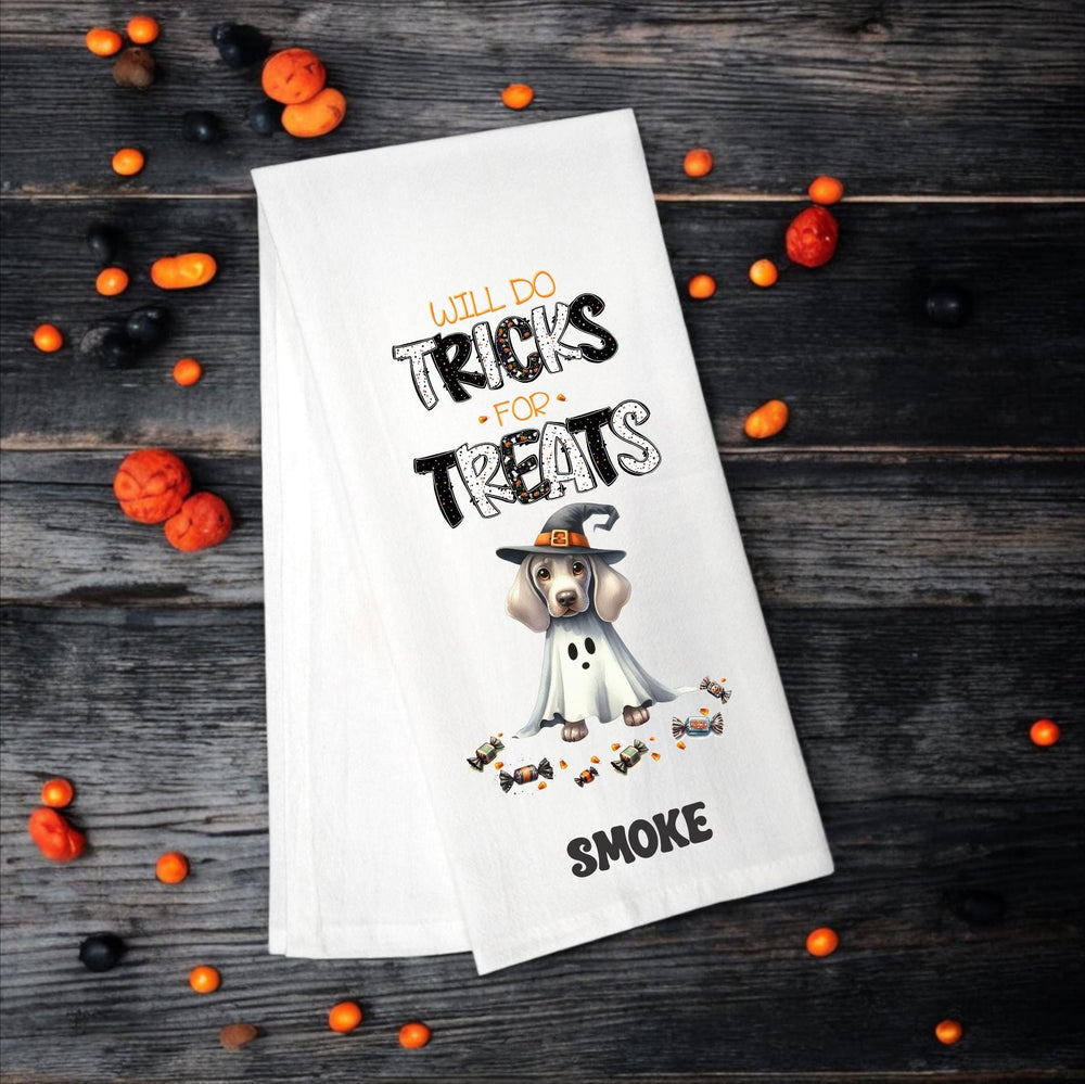 Weimaraner - Will Do Tricks for Treats Tea Towel - Premium Kitchen Towel from Pat's Monograms - Just $14.95! Shop now at Pat's Monograms