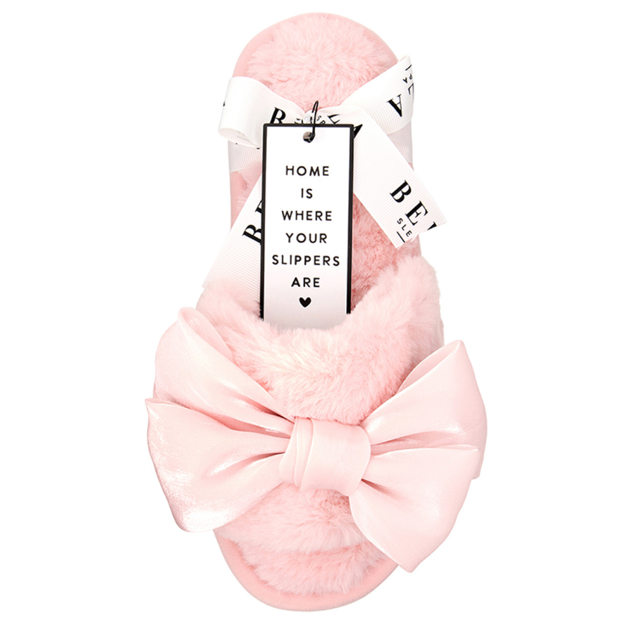 Plush Slippers - Light Blush Bow - Premium Accessories from Bella Sleep + Spa - Just $24.95! Shop now at Pat's Monograms