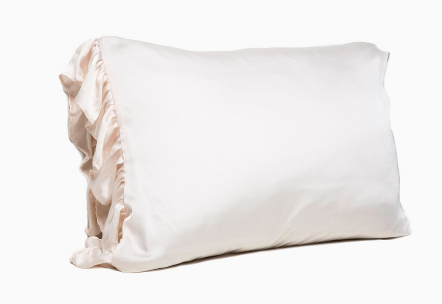 Silky Pillowcase W/Ruffle - Ivory - Premium pillow case from Bella Sleep + Spa - Just $36.95! Shop now at Pat's Monograms