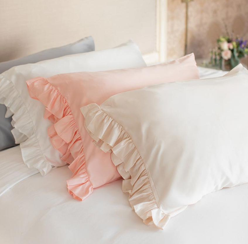 Silky Pillowcase W/Ruffle - Ivory - Premium pillow case from Bella Sleep + Spa - Just $36.95! Shop now at Pat's Monograms