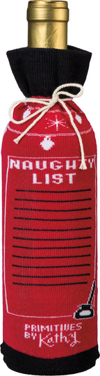 Bottle Sock - Naughty List Option - Premium wine accessories from Primitives by Kathy - Just $5.95! Shop now at Pat's Monograms