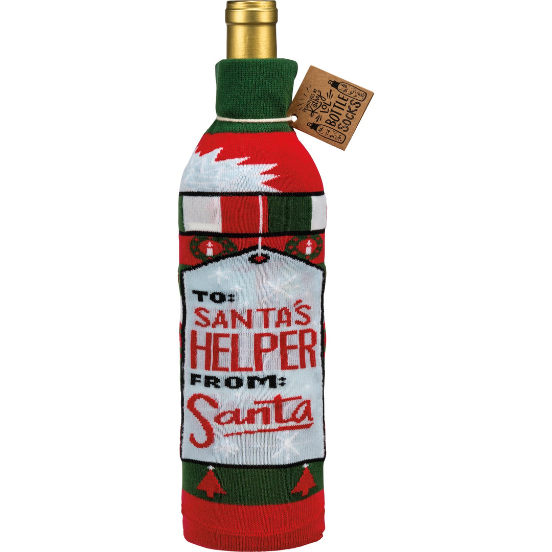 Bottle Sock - To Santa's Helper From Santa - Premium wine accessories from Primitives by Kathy - Just $5.95! Shop now at Pat's Monograms