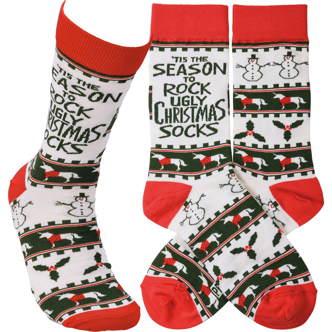 Socks - Season To Rock The Ugly Christmas Socks - Premium Socks from Primitives by Kathy - Just $10.95! Shop now at Pat's Monograms