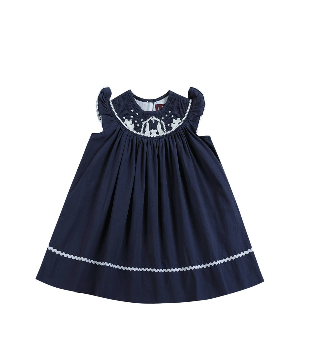 Lil Cactus - Dark Blue Nativity Smocked Dress - Premium Baby & Toddler Dresses from Lil Cactus - Just $32.95! Shop now at Pat's Monograms