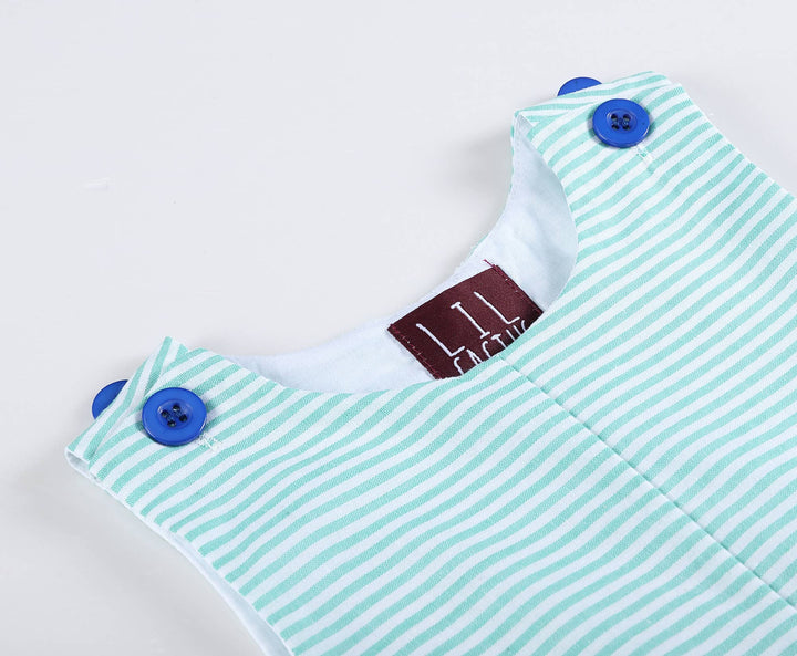 Lil Cactus - Aqua Striped Alligator Shortalls - Premium Baby & Toddler Outfits from Lil Cactus - Just $28.95! Shop now at Pat's Monograms