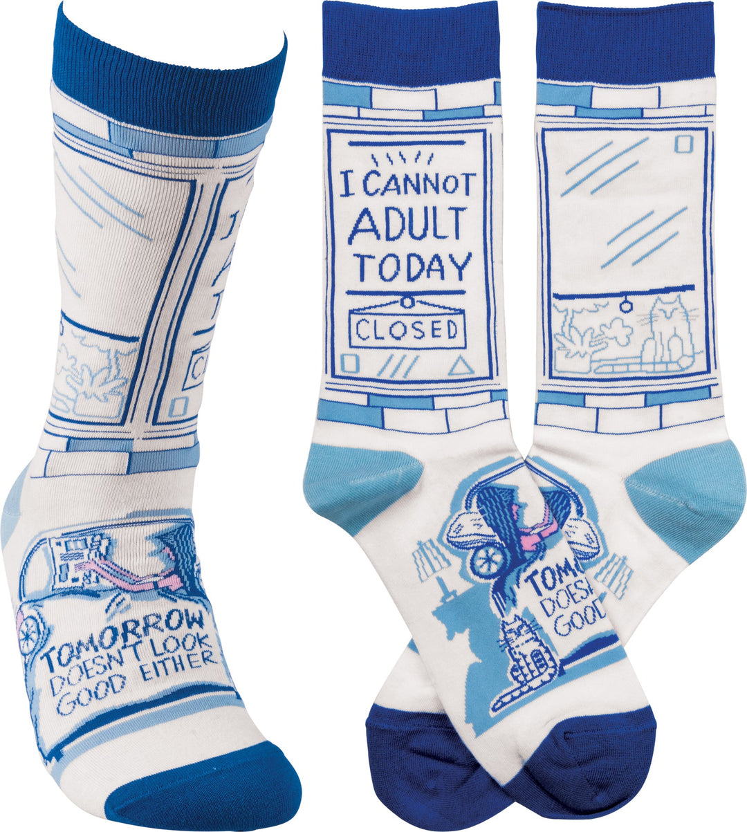 Socks - I Cannot Adult Today - Premium Socks from Primitives by Kathy - Just $7.95! Shop now at Pat's Monograms