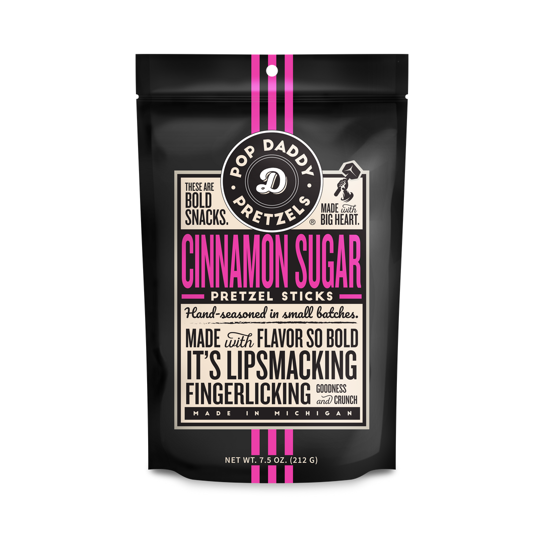 Cinnamon Sugar Seasoned Pretzels 7.5oz - Premium  from Pop Daddy Snacks - Just $5.95! Shop now at Pat's Monograms