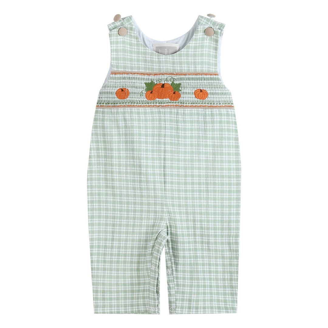 Sage Green Plaid Pumpkin Smocked Overalls - Premium Baby & Toddler Outfits from Lil Cactus - Just $32! Shop now at Pat's Monograms