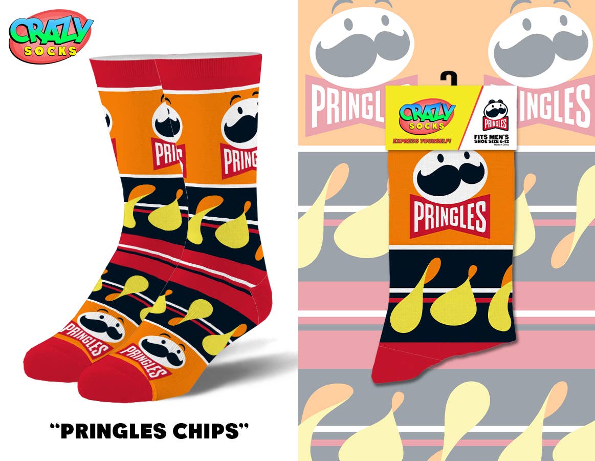 Pringles Chips - Mens Crew Folded - Premium Socks from Crazy Socks - Just $8! Shop now at Pat's Monograms