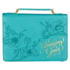 Amazing Grace Floral Teal Faux Leather Bible Cover - Premium Books and Devotionals from Christian Art Gifts - Just $29.99! Shop now at Pat's Monograms