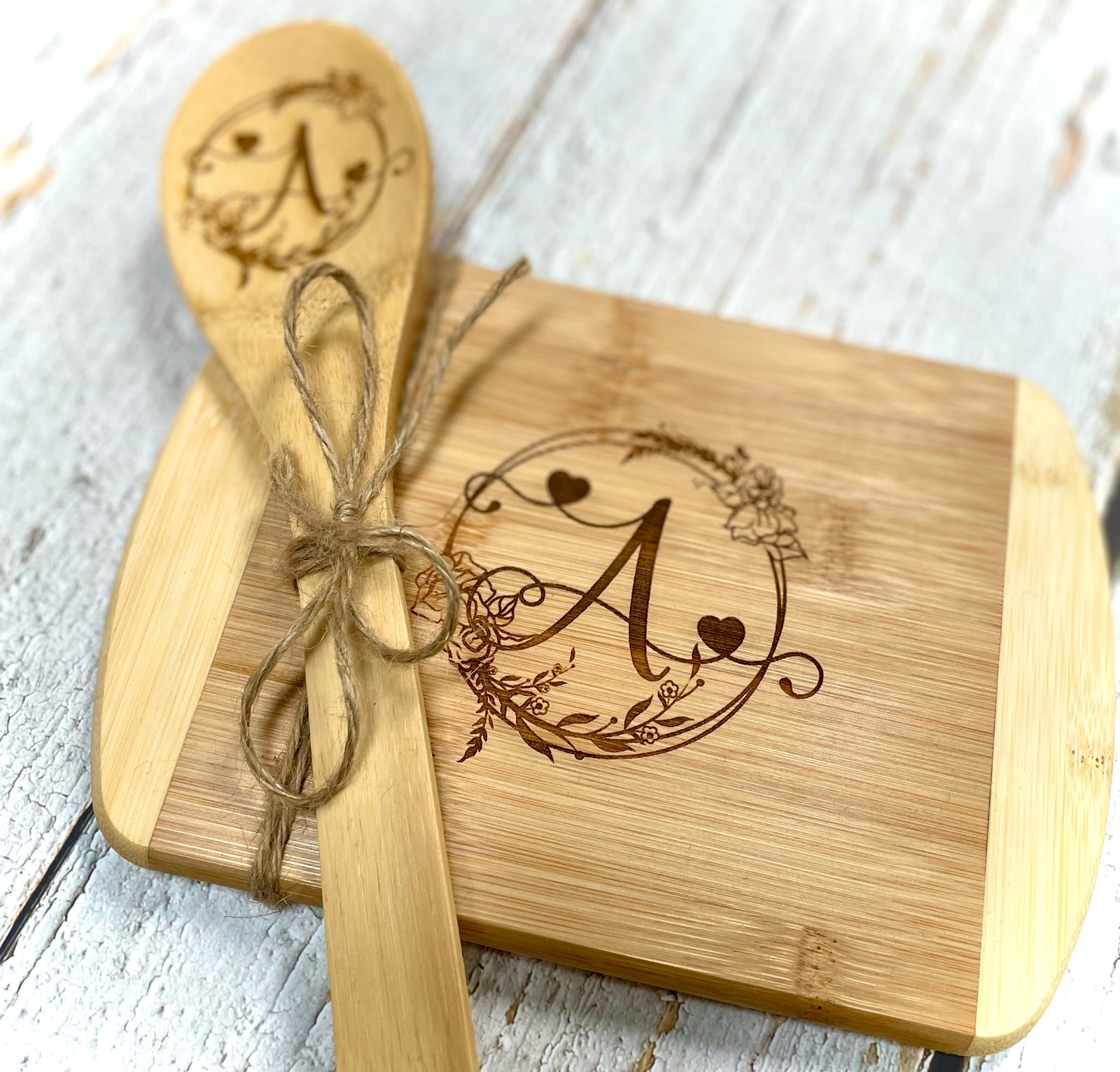 Personalized Cutting Board Wooden Spoon Set - Premium Housewares from Pat's Monograms - Just $21.95! Shop now at Pat's Monograms