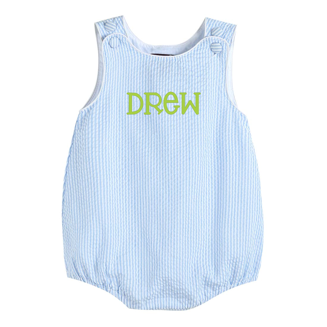 Light Blue Stripe Seersucker Bubble Romper - Premium Baby & Toddler Outfits from Lil Cactus - Just $32.95! Shop now at Pat's Monograms