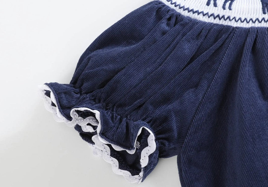 Dark Blue Corduroy Nativity Smocked Dress - Premium Baby & Toddler Dresses from Lil Cactus - Just $32.95! Shop now at Pat's Monograms