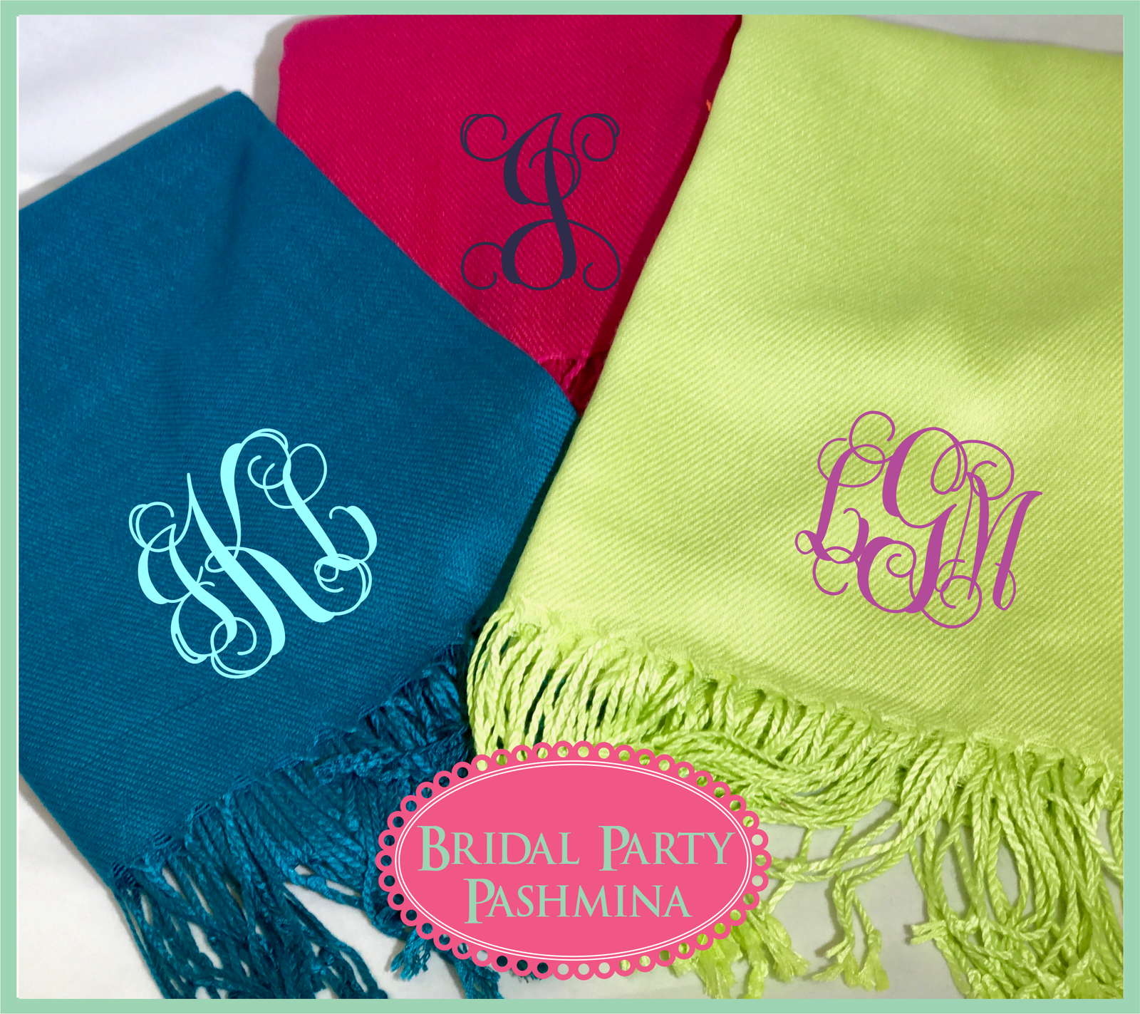 Monogrammed Wedding Pashmina Shawl - Premium Accessories from Pat's Monograms - Just $19.50! Shop now at Pat's Monograms