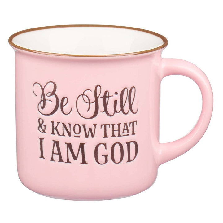 Be Still and Know Pink Camp-style Coffee Mug - Psalm 46:10 - Premium  from Christian Art Gifts - Just $12.95! Shop now at Pat's Monograms