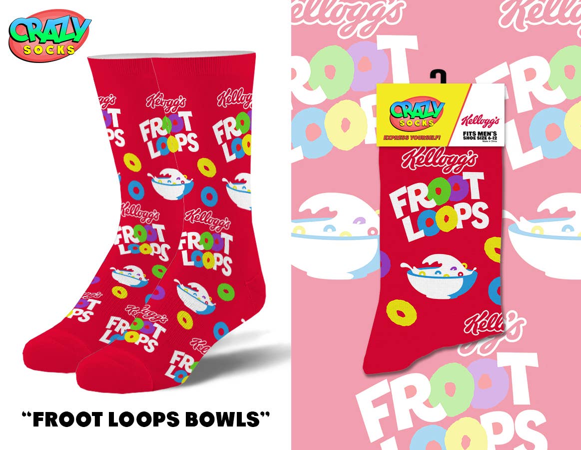 Froot Loops Bowls - Mens Crew Folded - Premium Socks from Crazy Socks - Just $8! Shop now at Pat's Monograms