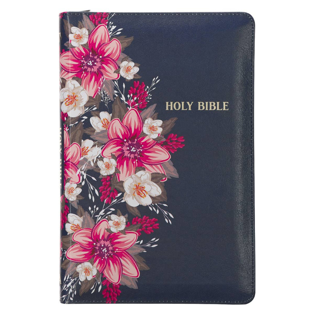 Floral Blue Faux Leather KJV Deluxe Gift Bible - Premium Books and Devotionals from Christian Art Gifts - Just $34.95! Shop now at Pat's Monograms