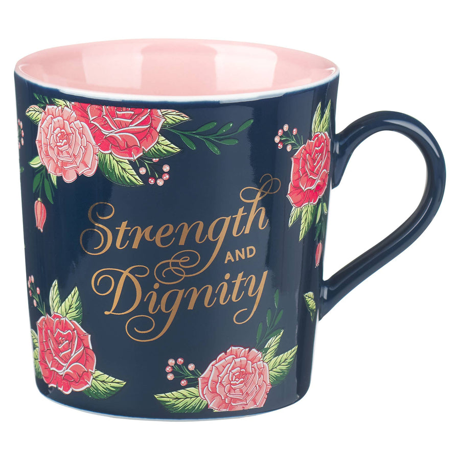 Strength & Dignity Pink Roses Coffee Mug - Prov. 31:25 - Premium gift item from Christian Art Gifts - Just $12.95! Shop now at Pat's Monograms